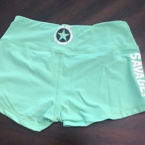 Savage barbell teal booty shorts